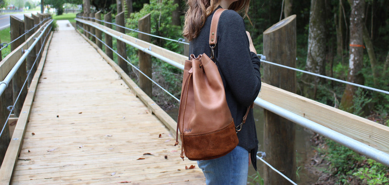 Brown Leather Bucket Bag - Madison Collection