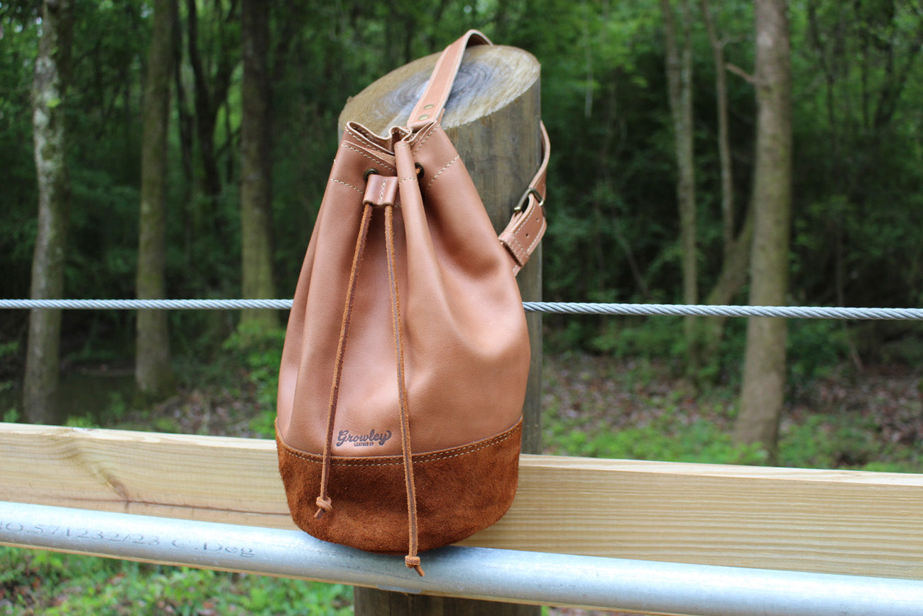 Leather bucket bag