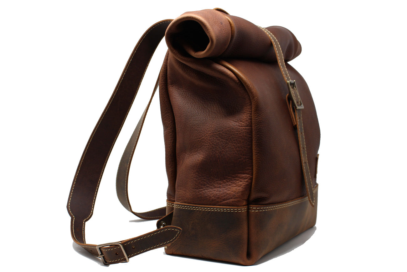 brown leather roll top backpack Ranger Roll Top Backpack